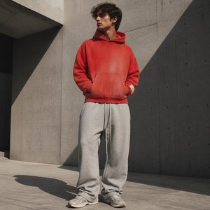 <strong>Men</strong> Women Cotton High Gsm Semi Cropped Regular Boxy Fit Vintage Acid Wash Sun Faded Cropped <strong>Hoody</strong> - Product Image 2