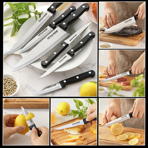 Vendita calda piccolo cuoco 6 pezzi coltello da cucina comodo PP manico con 3 cr13mov in acciaio inox per la cottura taglio per affettare - Product Image 4