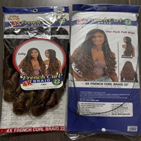 Extensions de cheveux synthétiques bouclés à la française, lots de mèches ondulées, tissage lâche, 22 pouces, 4 pièces/paquet, cheveux à tresser bouclés à la française