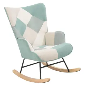 Modern Green Fabric Rocker Recliner Chairs Upholstered Rocking Chair Padded Seat for Living Room Bedroom
