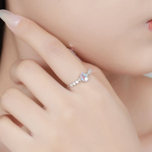 Haut de gamme luxe 925 en argent sterling lune diamant pierre de lune anneaux pour femmes bague de mariage Fine 925 bijoux en argent en gros - Product Image 4