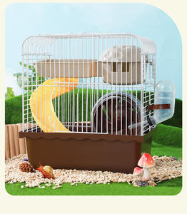 Doğrudan fabrika satış lüks çift Villa Hamster kafes katı desen küçük bahçe fare malzemeleri oyuncaklar plastik paketlenmiş kutu - Product Image 1