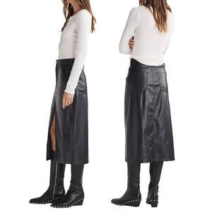 <span class=keywords><strong>Jupe</strong></span> en similicuir personnalisée pour femmes, <span class=keywords><strong>jupe</strong></span> midi pointue en polyester à taille haute avec fermeture à glissière et bouton - Product Image 6