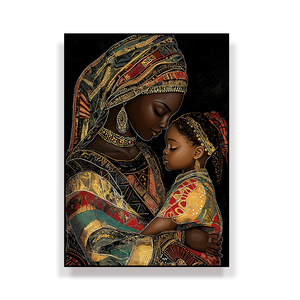 Retrato africano moderno pintura al óleo imagen colorida de madre abrazando al bebé para decoración del hogar y regalo del Día de la madre - Product Image 6