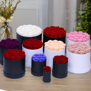 Venta caliente cilindro elegante caja de flores redondas arreglo de rosas preservadas para Navidad Día de la madre y regalo de San Valentín - Product Image 2