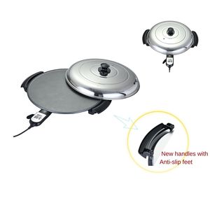 Grande machine à injera électrique de 47 cm (Mogogo/Mitad) 2200W, <span class=keywords><strong>plaque</strong></span> en aluminium antiadhésive avec couvercle en acier inoxydable pour injera mogogo - Product Image 1