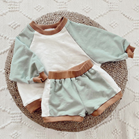 Ensemble de vêtements en molleton français pour enfants, garçons et filles, couleur contrastée, sweat-shirt ample, ensemble de pulls