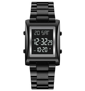 Nouvelle montre <span class=keywords><strong>Skmei</strong></span> 1812 en acier inoxydable doré, étanche 3 ATM, montre numérique carrée pour hommes - Product Image 4