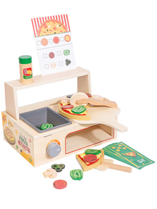 Juego de Pizza de Madera, Juguete de Simulación de Pizzería, Juguete Educativo Montessori para Niños, Habilidades Motoras Finas y Coordinación Mano-Ojo - Product Image 1