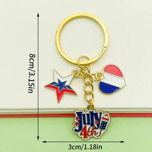 Porte-clés commémoratif personnalisé pour la Fête de l'Indépendance, avec drapeau américain, ballon, chapeau et étoile scintillante - Product Image 6