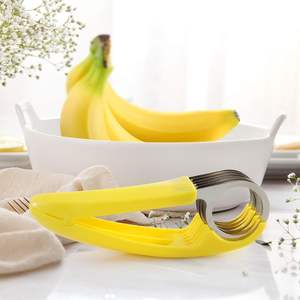 Cortador de Plátanos Amarillo, Práctico Utensilio de Cocina, Pelador de Frutas y Verduras de Plástico, Cortador de Plátanos - Product Image 4