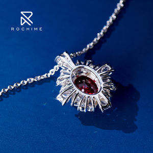 Collana con Pendente Rochime Luxury a Grappolo di Fiori con <span class=keywords><strong>Rubino</strong></span> Sintetico, Argento Sterling 925, Gioielli Raffinati da Donna - Product Image 4