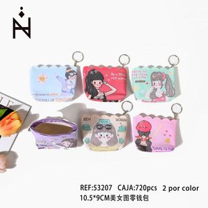 Cute Cartoon Girl Coin Pouch 10.5x9cm With <b>Key</b> <b>Ring</b> For Women Fashion <b>Accessory</b> - Product Image 3