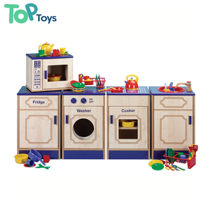 Juego interactivo de madera moderno para niños en edad preescolar, cocina de jardín de infantes, juego de rol, desarrollo práctico, baño, cocina - Product Image 1