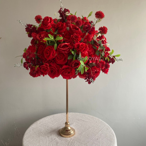 Centrotavola di Lusso con Sfere Floreali di Rose Rosse Bordeaux e Anthurium, Fiori Artificiali in Seta Profumati Fatti a Mano - Product Image 2