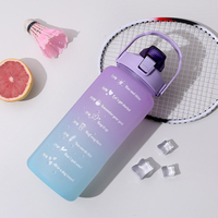 Amazons meilleure vente 2000ML marqueur de temps de motivation Fitness Sport Gym bouteille d'eau Portable en plastique sans BPA avec poignée et paille