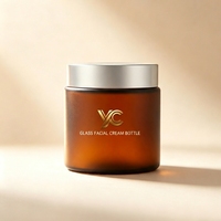Pot en verre ambré YC Premium avec couvercle en métal doré, contenant cosmétique vide de luxe pour marque de soins de la peau haut de gamme