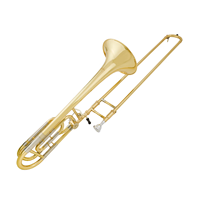 Tenor Trombone F/Bb Key Gold Lacquer Brass Bass Range Portable Instrument