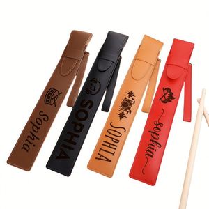 Étui pour baguettes de batterie en cuir PU avec nom/logo gravé - Durable - Cadeau d'anniversaire pour les batteurs et les amateurs de musique - Product Image 1