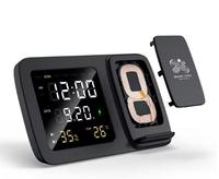 MIABOO F13 Unieke Digitale Klok Temperatuur- & Luchtvochtigheidsweergave Snelle Draadloze Oplader met Telefoonhouder LED Logo 15W Uitgangsvermogen