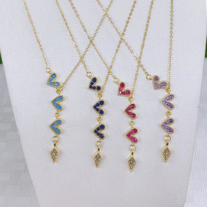NZ1347-Mini colgante de corazón de amor para mujer, Collar chapado en oro de 18k, color arcoíris, 2022 - Product Image 4