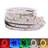 5050 LED bande lumineuse DC12V IP65 bande lumineuse étanche rvb bandes flexibles 60led/m blanc chaud blanc bleu vert rouge 5 m/lot
