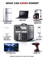 Centrale Électrique Portable OEM 1000W 800W 630Wh, Générateur Solaire à Onde Sinusoïdale Pure pour Camping, Extérieur, Maison et Urgences