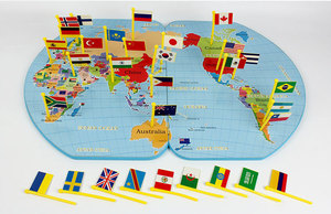 Banderas de Países del Mundo <span class=keywords><strong>para</strong></span> <span class=keywords><strong>Preescolar</strong></span>, Mapa <span class=keywords><strong>para</strong></span> Reconocer Geografía, Material Didáctico Estándar, Juguetes Educativos de Madera, Versión en Inglés - Product Image 6
