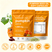 Suplemen Herbal Saw Palmetto Minyak Biji Labu 1000mg Softgel untuk Dewasa, Cold Pressed, 180 Kapsul untuk Pria