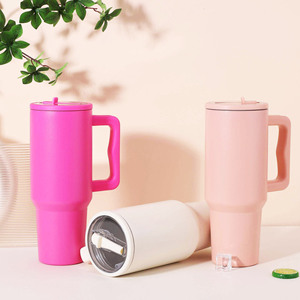 New <b>Straw</b> Lids Travel Insulated 40 oz Wholesale Car Tumblers Thermal Mug Stainless Steel 40oz Tumbler <b>with</b> Handle - Product Image 6