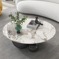 Table basse pratique en acier inoxydable avec plateau en marbre pour la maison