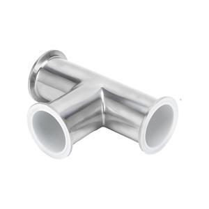 ข้อต่อทีแบบเชื่อมต่อเร็วที่ฉีดฟลูออรีนเพื่อความทนทานต่อการกัดกร่อนสำหรับท่ออุตสาหกรรม อุปกรณ์เครื่องจักร และมาตรฐานอาหาร - Product Image 1