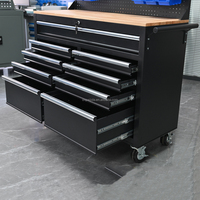 Chariot d'atelier roulant avec plan de travail supérieur, armoire à outils robuste à 9 tiroirs, personnalisable pour la réparation automobile