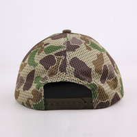Casquette Snapback Ajustable à 5 Panneaux, Bord Plat, Respirante, en Maille Intégrale, avec Logo Personnalisé, Motif Camouflage Vintage, pour Pêche et Chasse en Extérieur