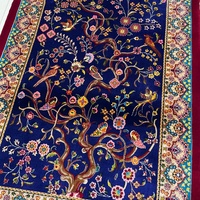 Tapisserie murale persane de luxe 60*90cm, motif Arbre de Vie bleu profond, en modal tissé à poils longs, vente en gros