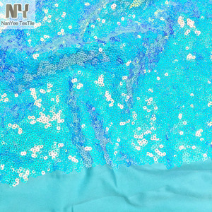 Nanyee Dệt Trung Bình Trọng Lượng Siêu Lấp Lánh 4 Cách Đàn Hồi Tất Cả Các Hơn Căng Đan Màu Ngọc Lam Ánh Kim Sequin Vải Cho Khiêu Vũ Mặc - Product Image 3