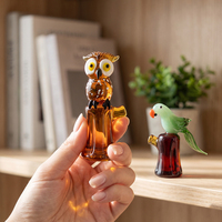 Figurine d'oiseau en bois de style Murano faite à la main, perroquet, hibou, ornements animaux pour la décoration de table à la maison, oiseau sculpté à la main artistique