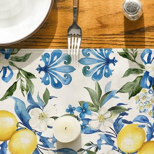 <span class=keywords><strong>Chemin</strong></span> <span class=keywords><strong>de</strong></span> <span class=keywords><strong>table</strong></span> d'été bleu citron iris, décor <span class=keywords><strong>de</strong></span> <span class=keywords><strong>table</strong></span> à manger <span class=keywords><strong>de</strong></span> cuisine <span class=keywords><strong>de</strong></span> printemps saisonnier pour décor <span class=keywords><strong>de</strong></span> fête à la maison 13x72 pouces - Product Image 5