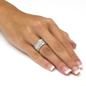 Anello a Mezza Fascia a Forma di T con Zirconi per Donne, Placcato in Ottone, Gioiello Elegante e alla Moda, Idea Regalo - Product Image 3