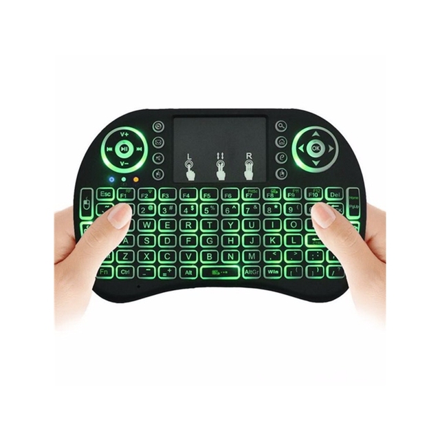 Colorful Backlit I8 Mini Wireless Keyboard Lithium Rechargeable Battery Wireless air Mouse Touchpad Remote Control for TV Box