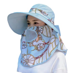 Chapeau de soleil à large bord pour femme avec protection faciale UPF 50, en coton respirant, idéal pour la cueillette du thé, le travail agricole en extérieur et la protection UV estivale - Product Image 4