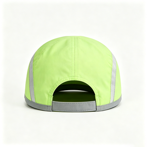 Lime Green Reflective Trim 100% Polyester 5-Panel Running Cap Quick Dry Ultra Lightweight Breathable UV Protection Night Safety - Product Image 5