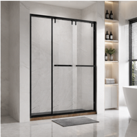 Paroi de douche de style européen de luxe, porte de douche coulissante en verre noir