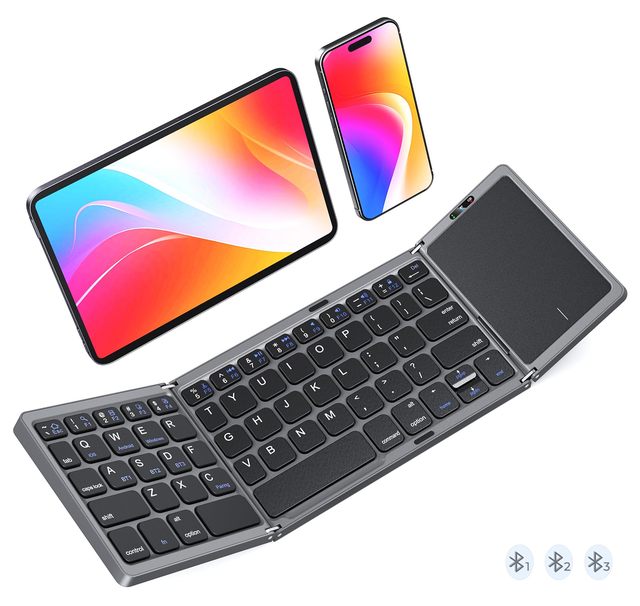 OEM ODM Foldable  Keyboard with Touchpad Ultra Slim Portable  Folding rechargeable keyboard with fullsize keys portable