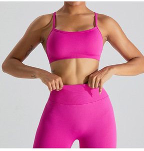 Women Square Neck Sports Bra Adjustable Cross Back Removable Padded Yoga Crop Top Backless Low Impact Fitness Workout Bra - Product Image 3