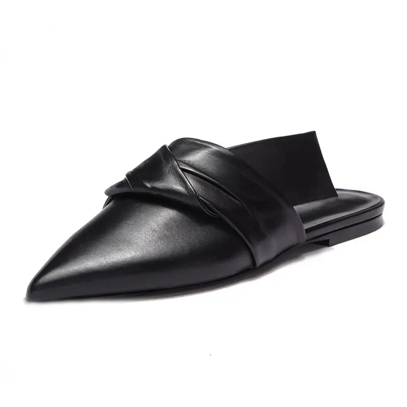 XINZI RAIN Wholesale Ladies Fashion Flats Comfortable Black Leather Point Toe Women Flats Shoes