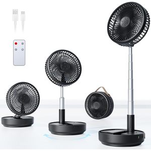 Ventilateur oscillant portable Primelove, batterie rechargeable 10400mAh, télécommande, pliable, ventilateur de table, ventilateur de sol, ventilateur de bureau, chambre à coucher, extérieur - Product Image 1