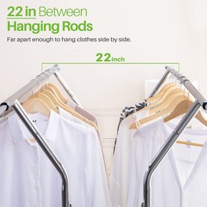 <strong>Clothing</strong> Garment Racks <strong>Heavy</strong> <strong>Duty</strong> Double <strong>Rails</strong> Adjustable Collapsible Rolling Clothes Rack on Wheels Adjustable Clothes Rack - Product Image 3