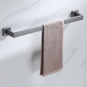 Large Multi-Tier Towel Shelf with Hanging Bar Wall Mounted Stainless Steel Brushed Finish <b>Bathroom</b> Organizer 3 Bars Modern Desig - Product Image 2