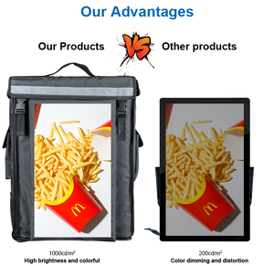 Pantalla publicitaria portátil Hiseeview de alta luminosidad con batería integrada para publicidad en comida para llevar. - Product Image 4